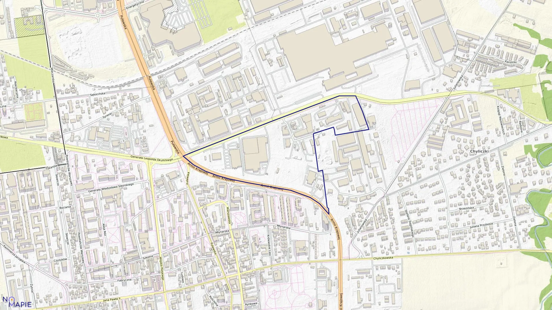 Mapa obrębu 18 w gminie Piaseczno