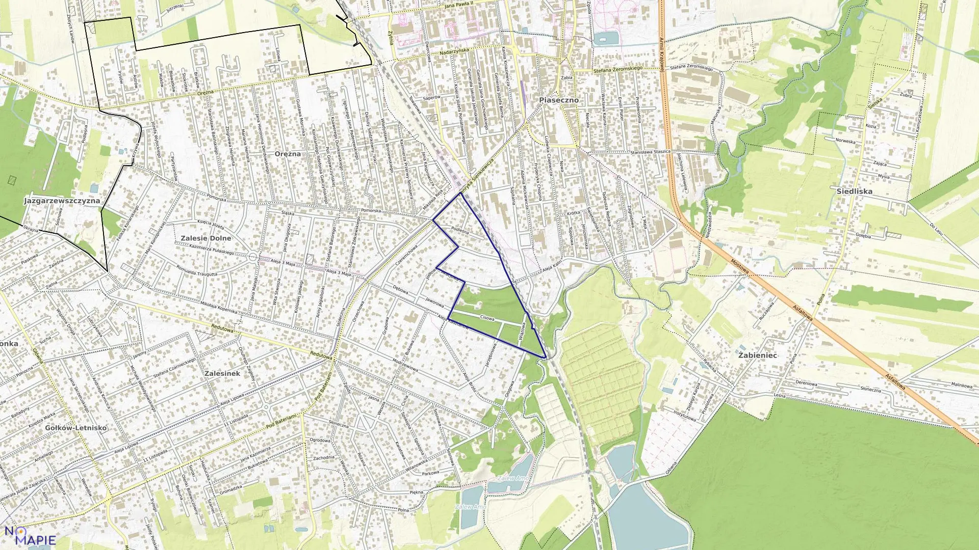 Mapa obrębu 52 w gminie Piaseczno