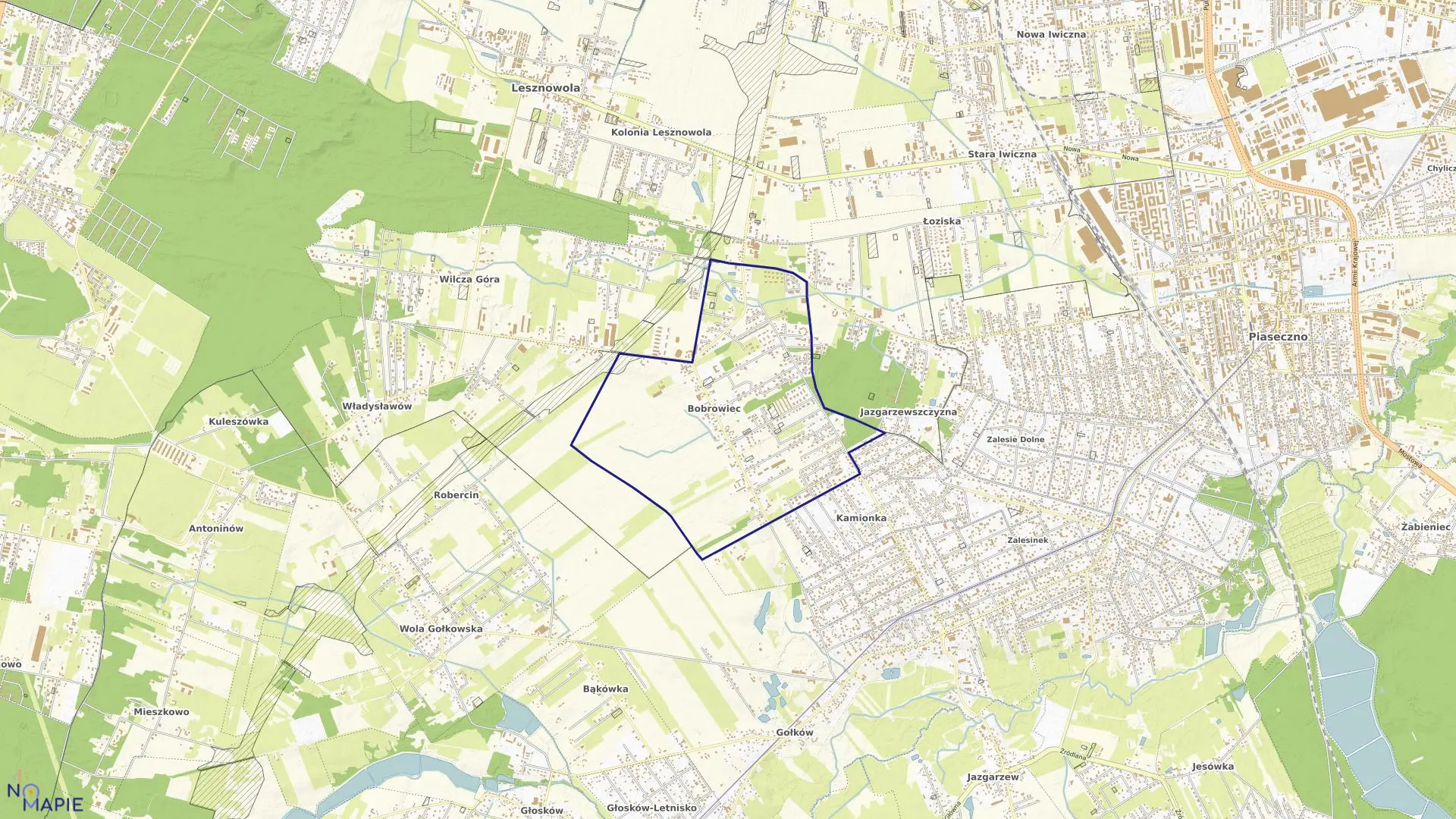 Mapa obrębu BOBROWIEC w gminie Piaseczno