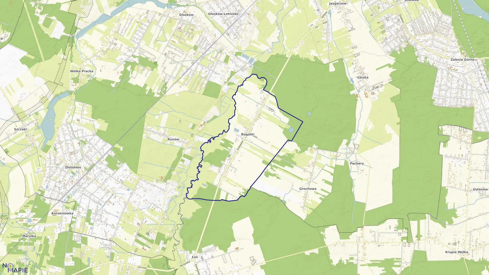 Mapa obrębu BOGATKI w gminie Piaseczno