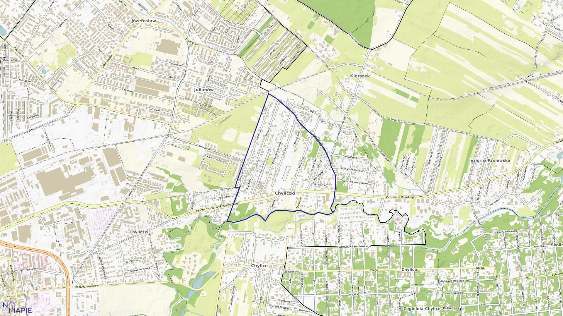 Mapa obrębu CHYLICZKI w gminie Piaseczno