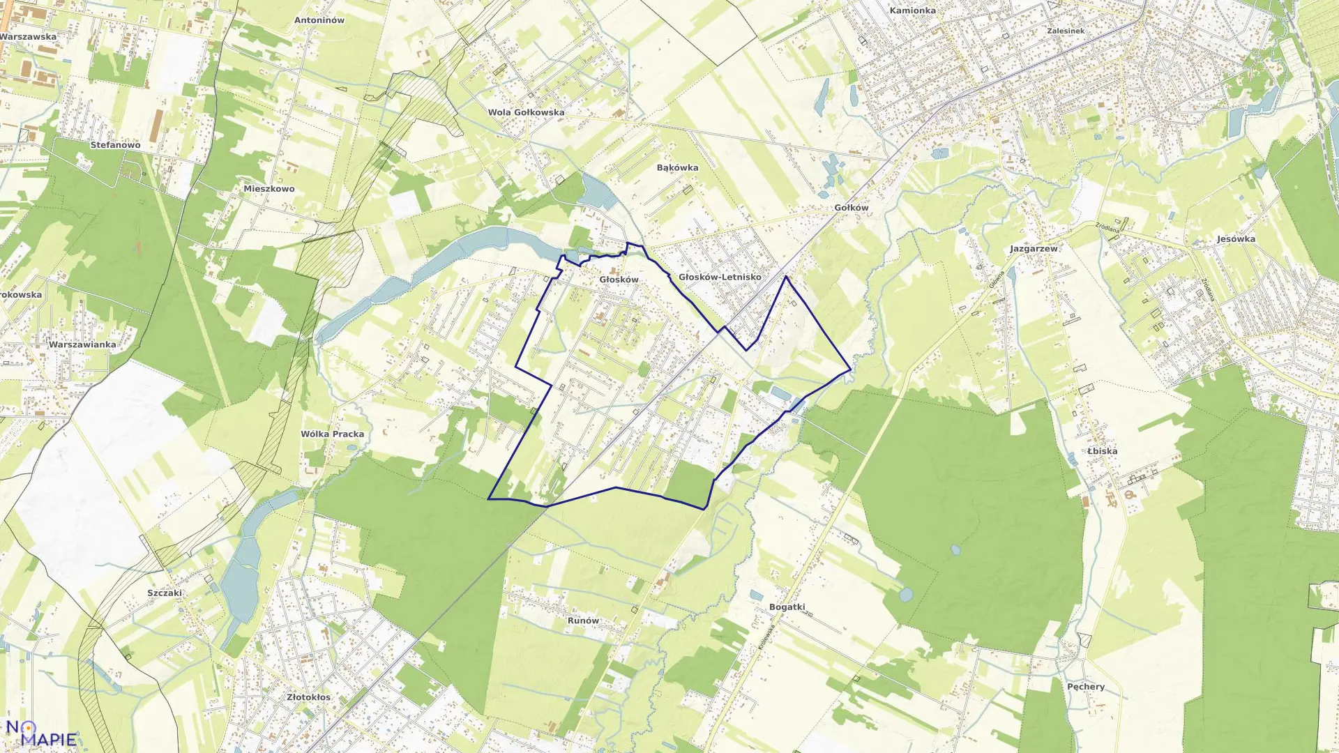 Mapa obrębu GŁOSKÓW w gminie Piaseczno