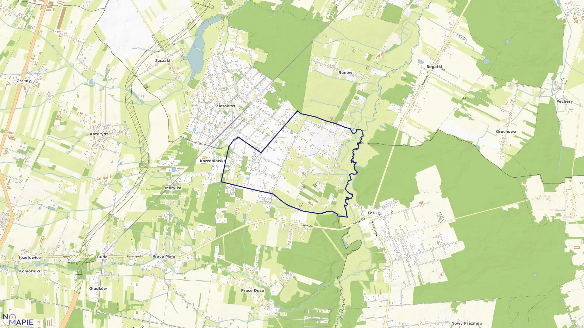 Mapa obrębu HENRYKÓW UROCZE w gminie Piaseczno