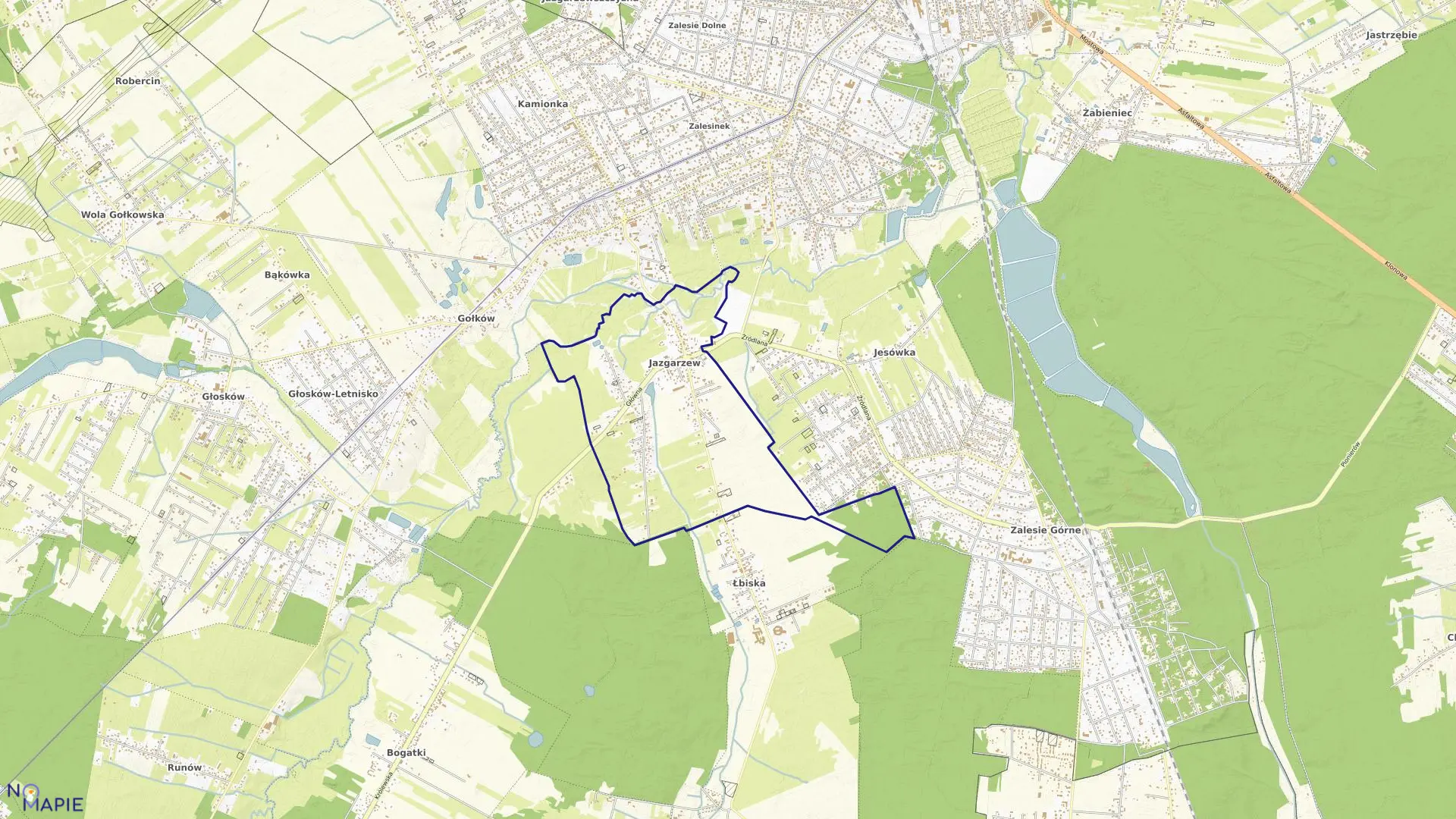 Mapa obrębu JAZGARZEW w gminie Piaseczno