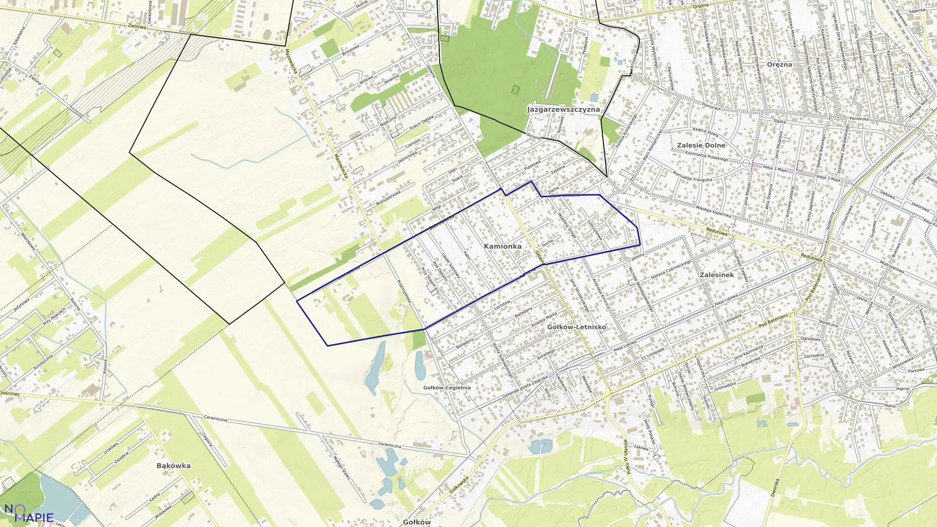 Mapa obrębu KAMIONKA w gminie Piaseczno