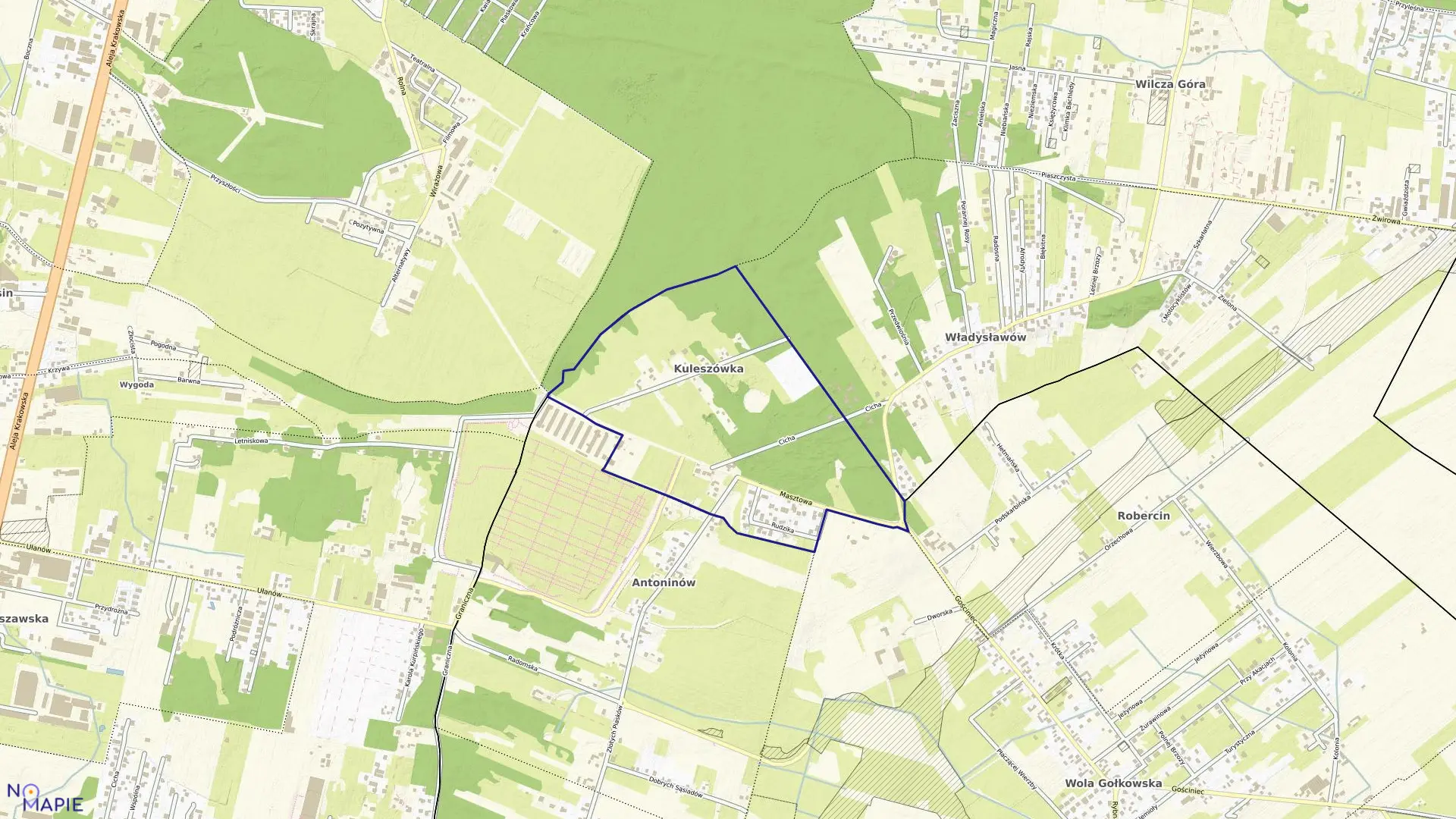 Mapa obrębu KULESZÓWKA w gminie Piaseczno