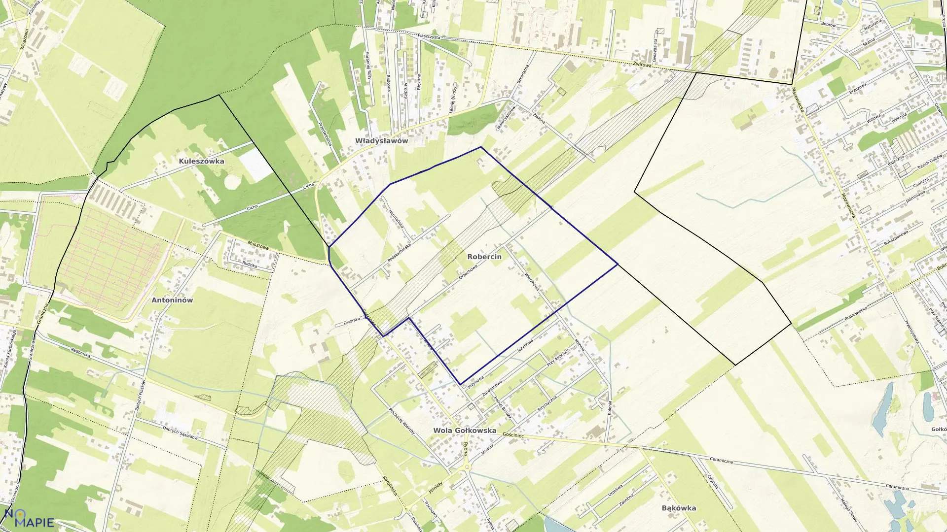 Mapa obrębu ROBERCIN w gminie Piaseczno