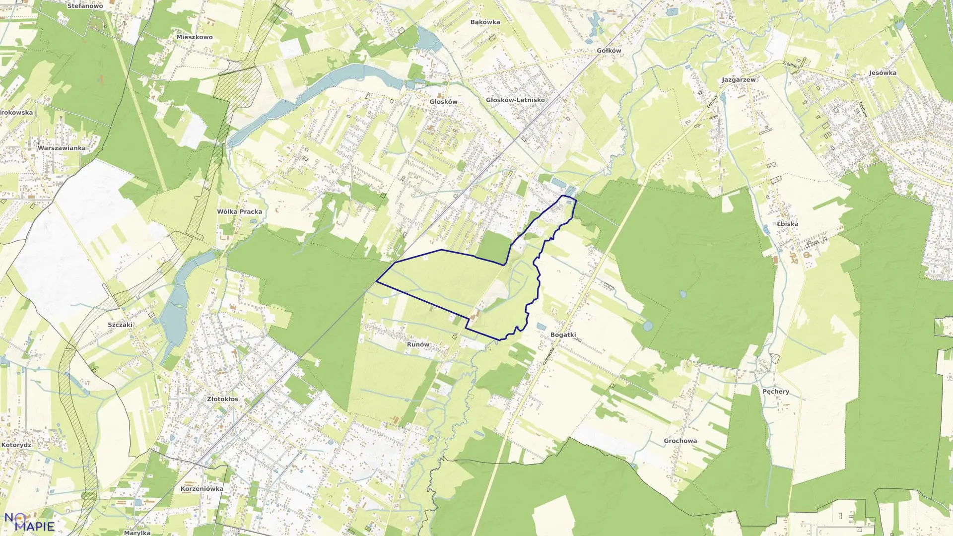 Mapa obrębu RUNÓW GR w gminie Piaseczno