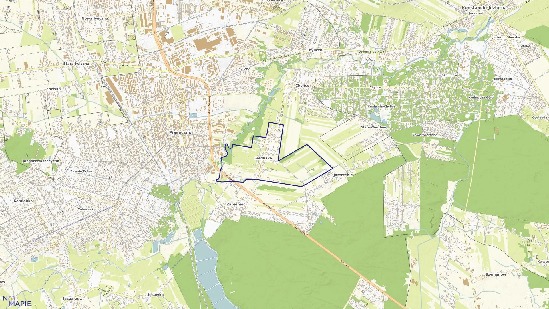 Mapa obrębu SIEDLISKA w gminie Piaseczno