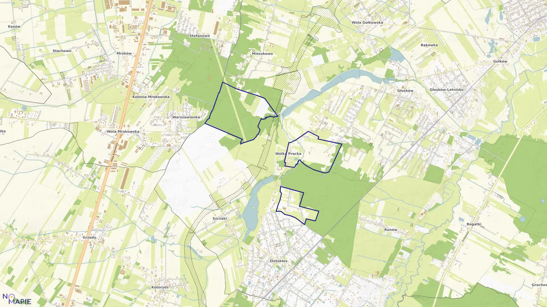 Mapa obrębu WÓLKA PRACKA w gminie Piaseczno