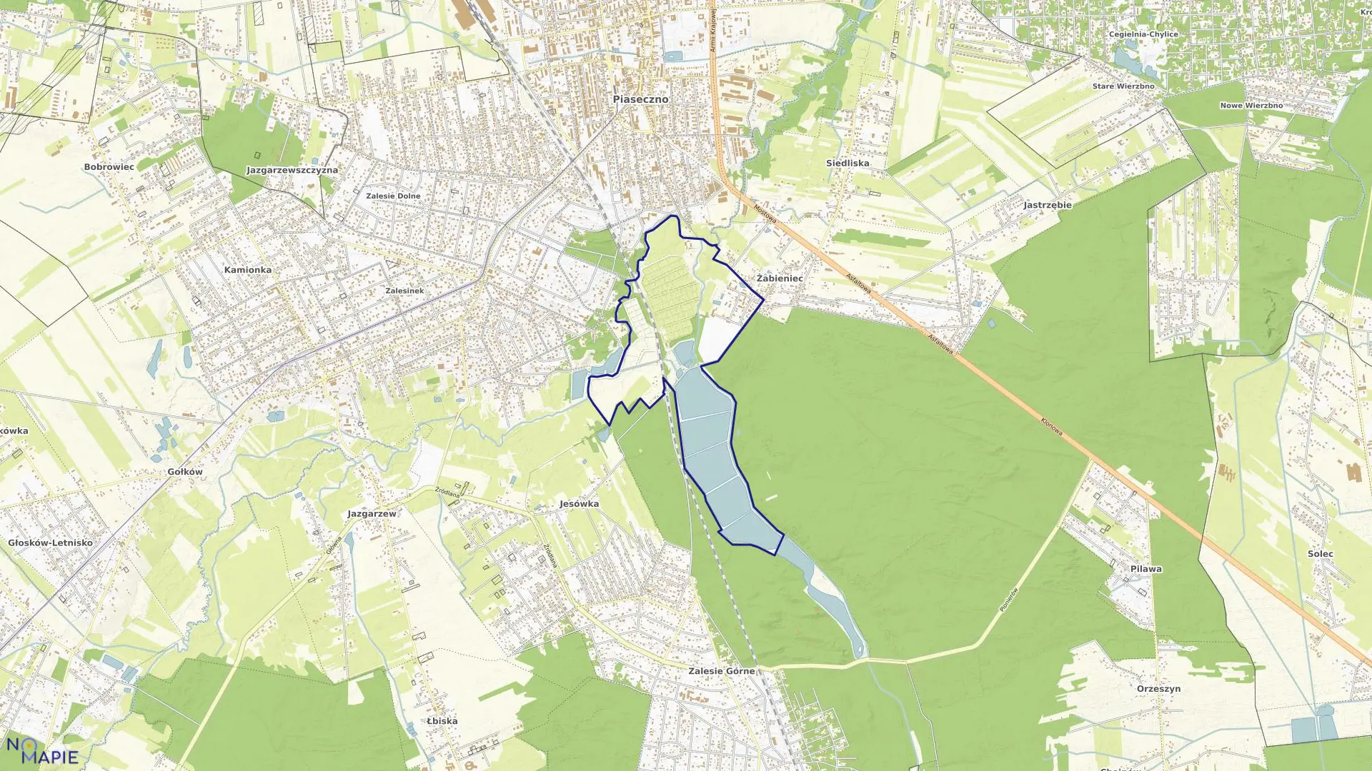 Mapa obrębu ŻABIENIEC IRS w gminie Piaseczno