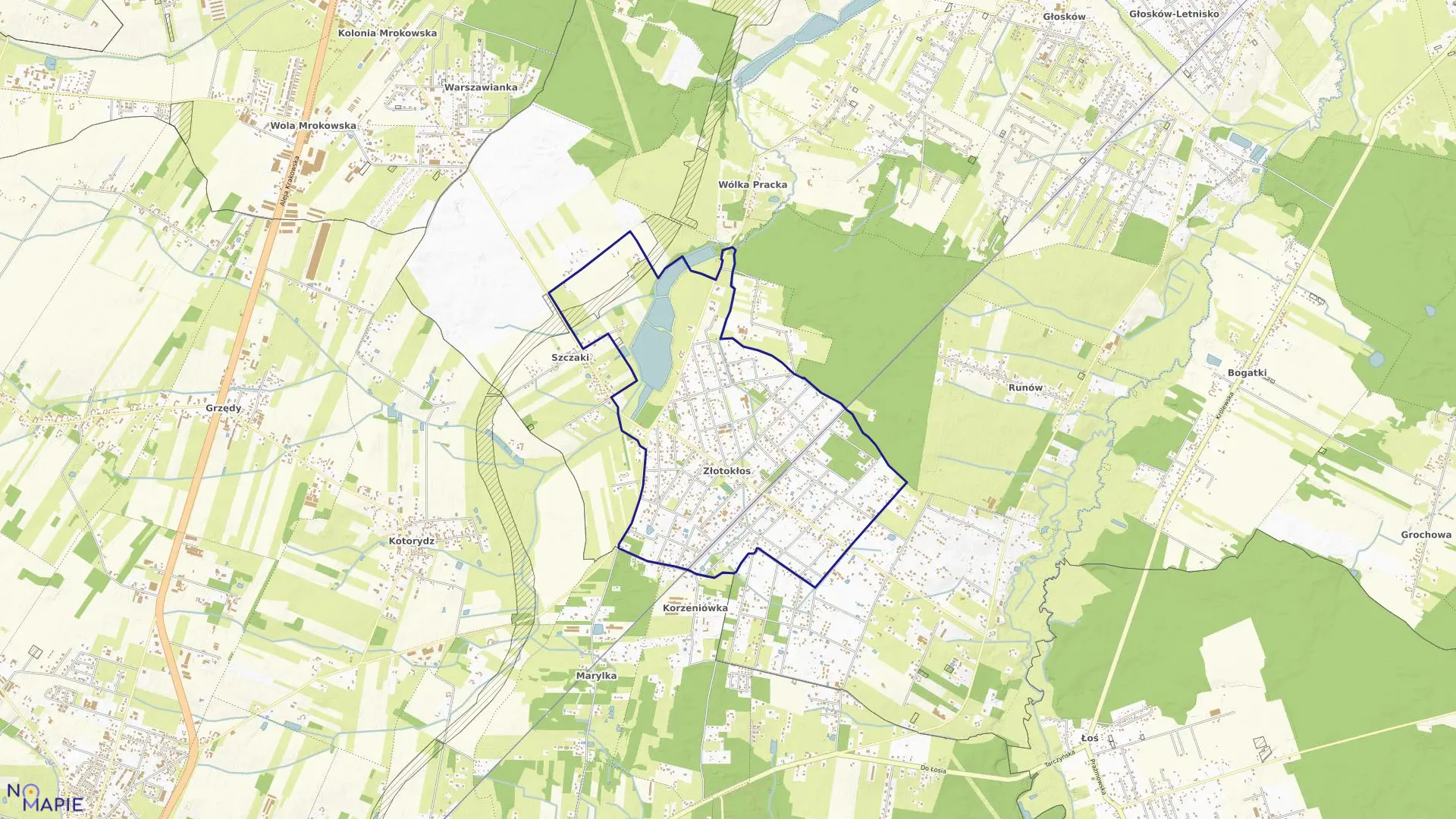 Mapa obrębu ZŁOTOKŁOS w gminie Piaseczno